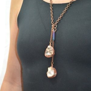 TVD Double Quartz Druzy & Titanium Aura Necklace